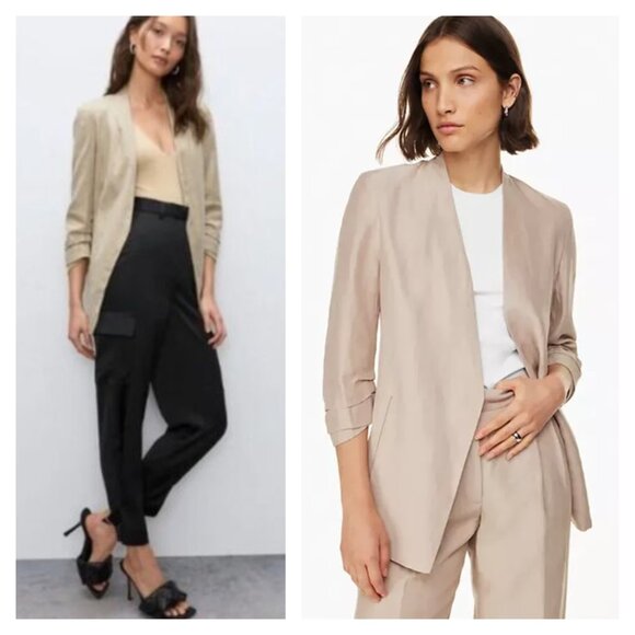 NWT Aritzia Babaton Macauley Blazer Linen Blend in Trace size 00 Neutral Office - Picture 13 of 13